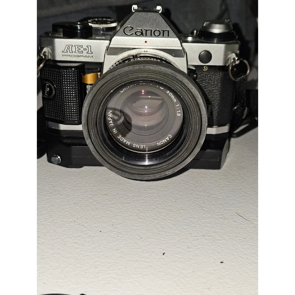 Canon AE-1 Program 35mm SLR Film Camera w/ FD 50mm 1:1.8 Lens Untested
